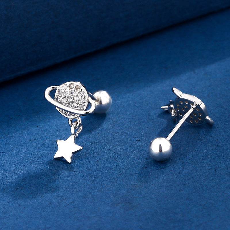 Women's Korean Style Zircon Universe Ear Bone Niche Senior Stud Earrings
