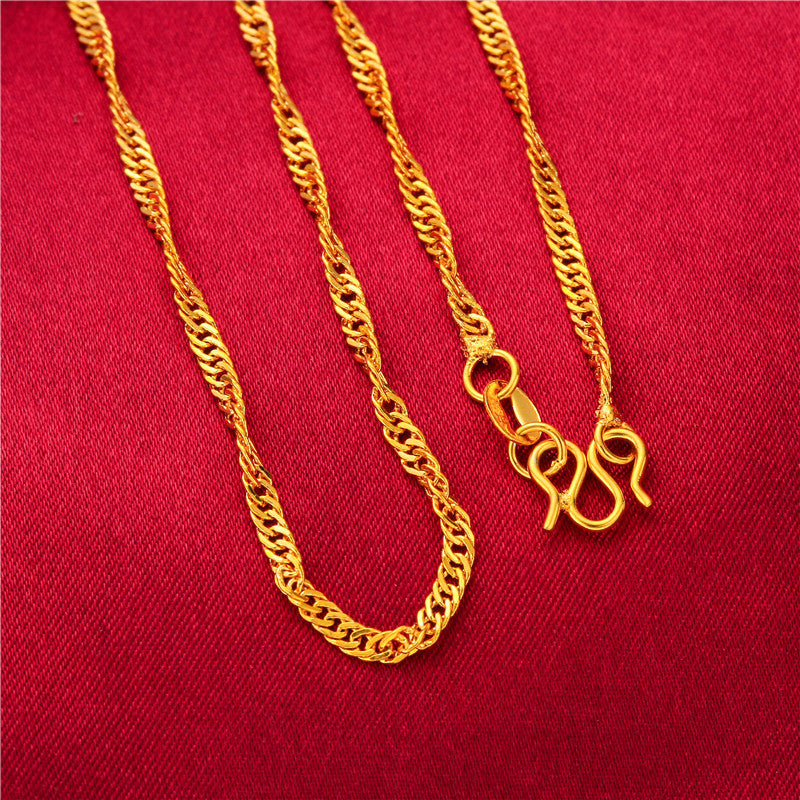 Women's Placer Gold Gold-plated Water Wave Chain Necklaces