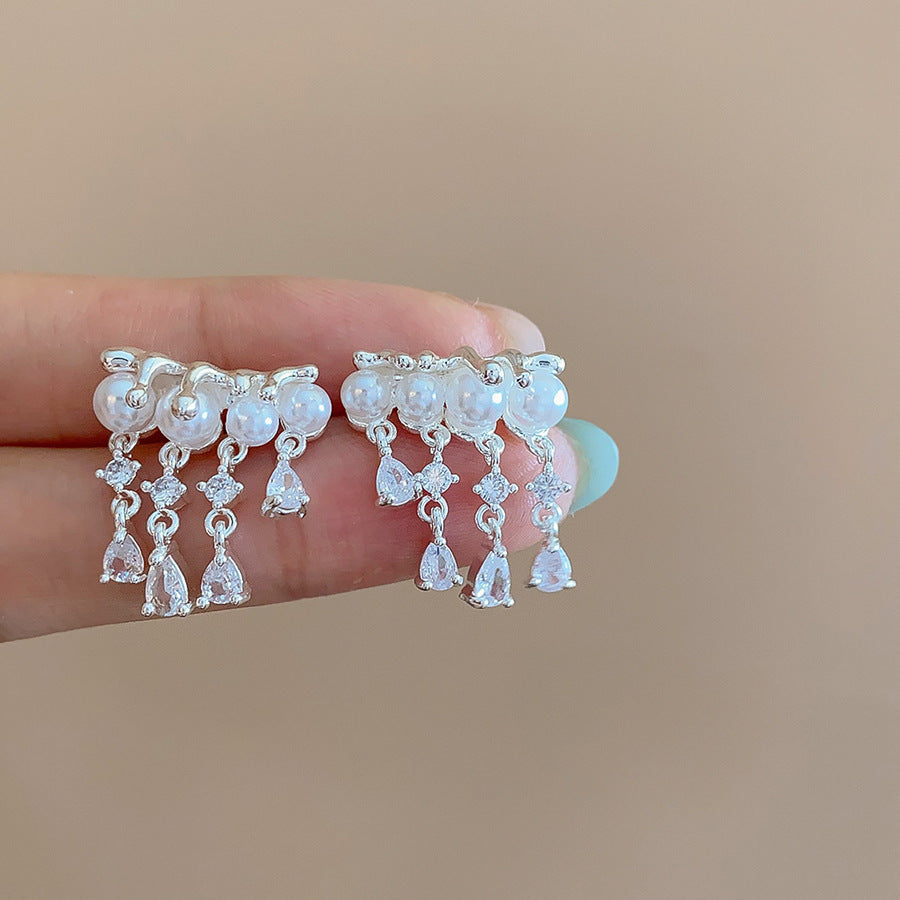 Women's Sier Crystal Flowers Exquisite Sweet Light Rings