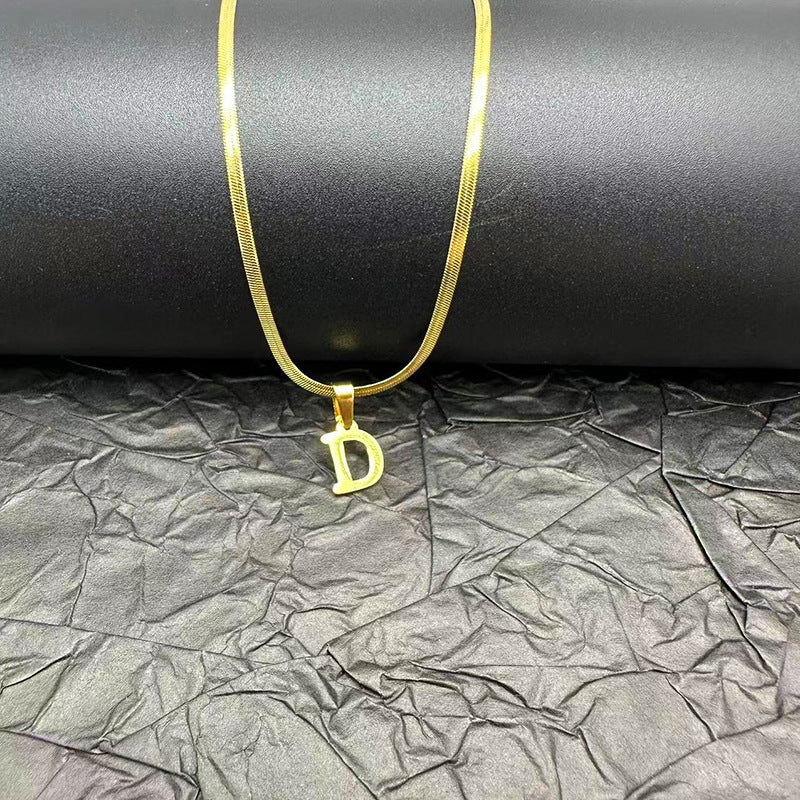 Letter Blade Chain Stainless Steel Material Necklaces