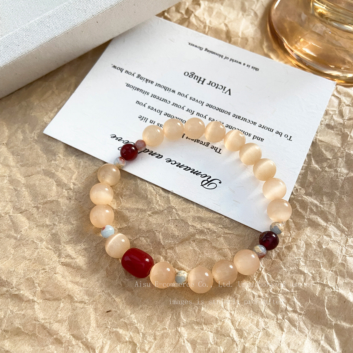 Style Cat Eye Beads Red Agate Good-looking Light Luxury Minority Bracelet