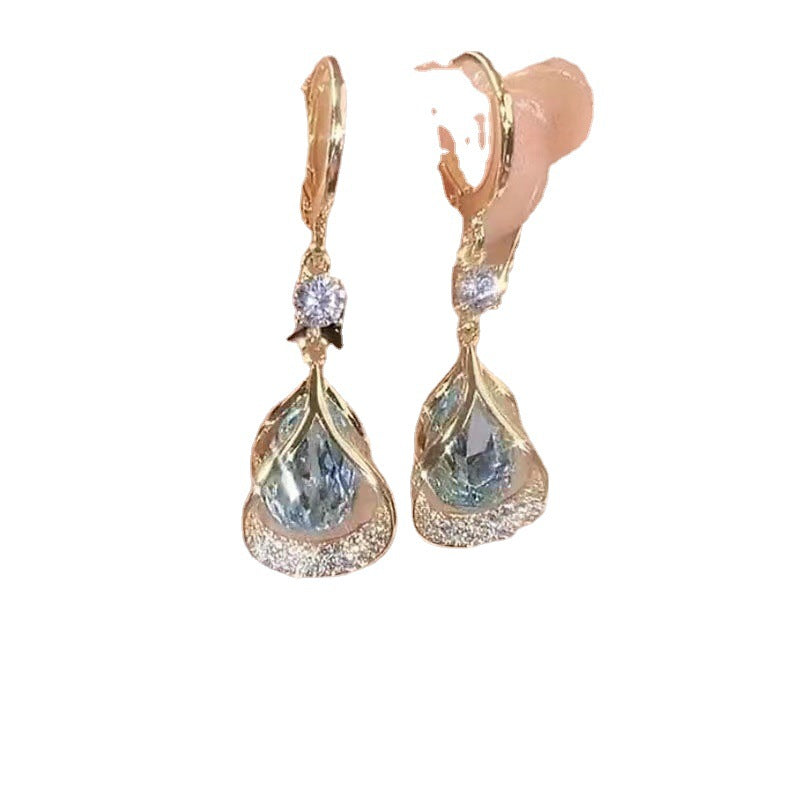 Advanced Purple Zircon Geometric Water Drop Special Earrings
