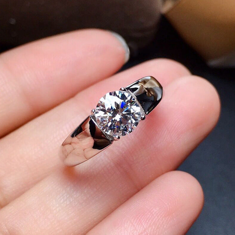Men's Trendy Man's Platinum Plated Artificial Diamond Carat Ring