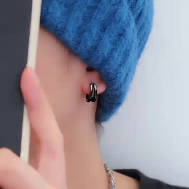 Men's Double Clip Trendy Personalized Cold Style Pu Ear Buckle