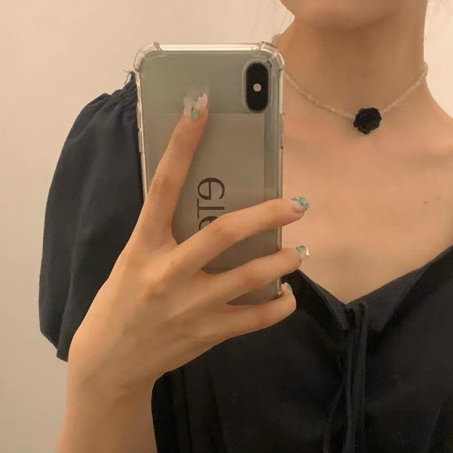 Beaded Rose Female Camellia Classic Style Clavicle Chain Necklace