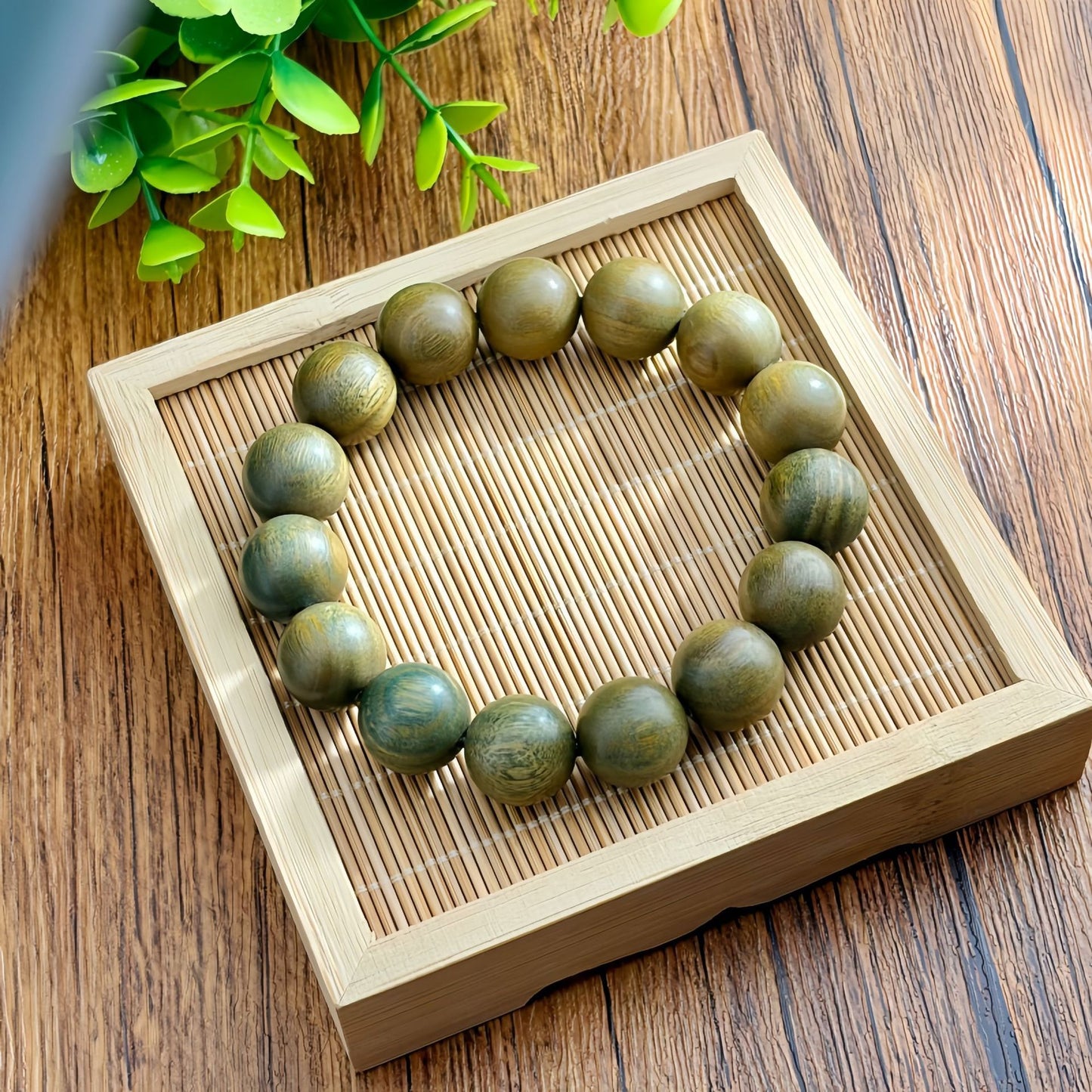 Natural Argentina Green Sandalwood Buddha Beads Ethnic Retro Couple Bracelet