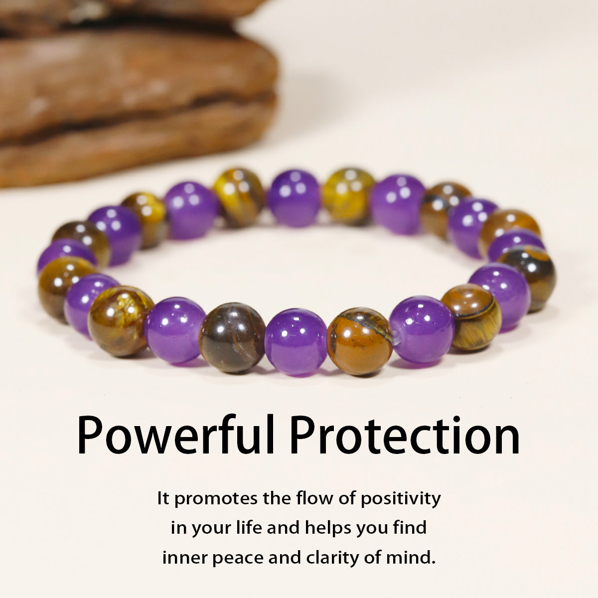 Tigereye Natural Stone Beaded Crystal Unisex Bracelet