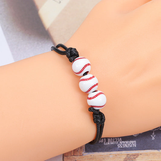 Basketball Baseball Wax Line Woven Softball Tennis Rugby Bracelets