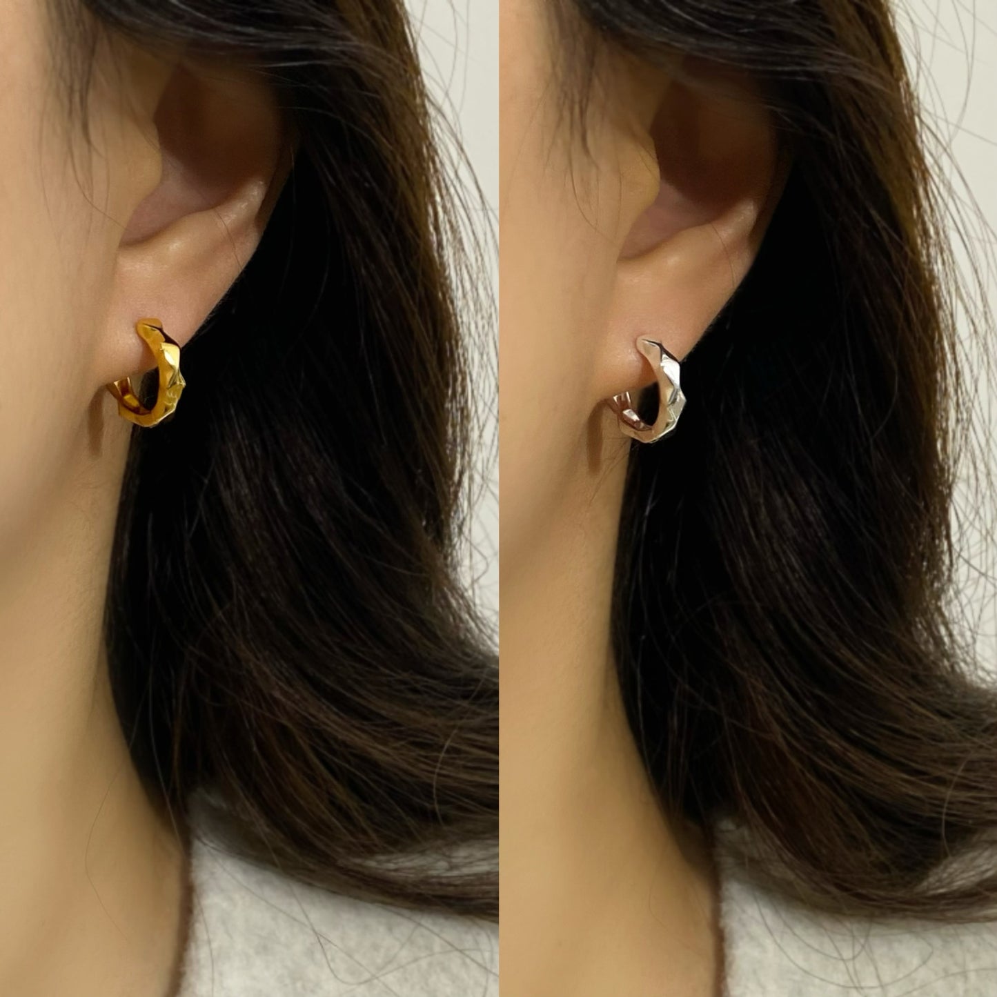 Women's Copper Plated Real Gold Korean Style Simple Diamond Plaid Glossy Ear Buckle