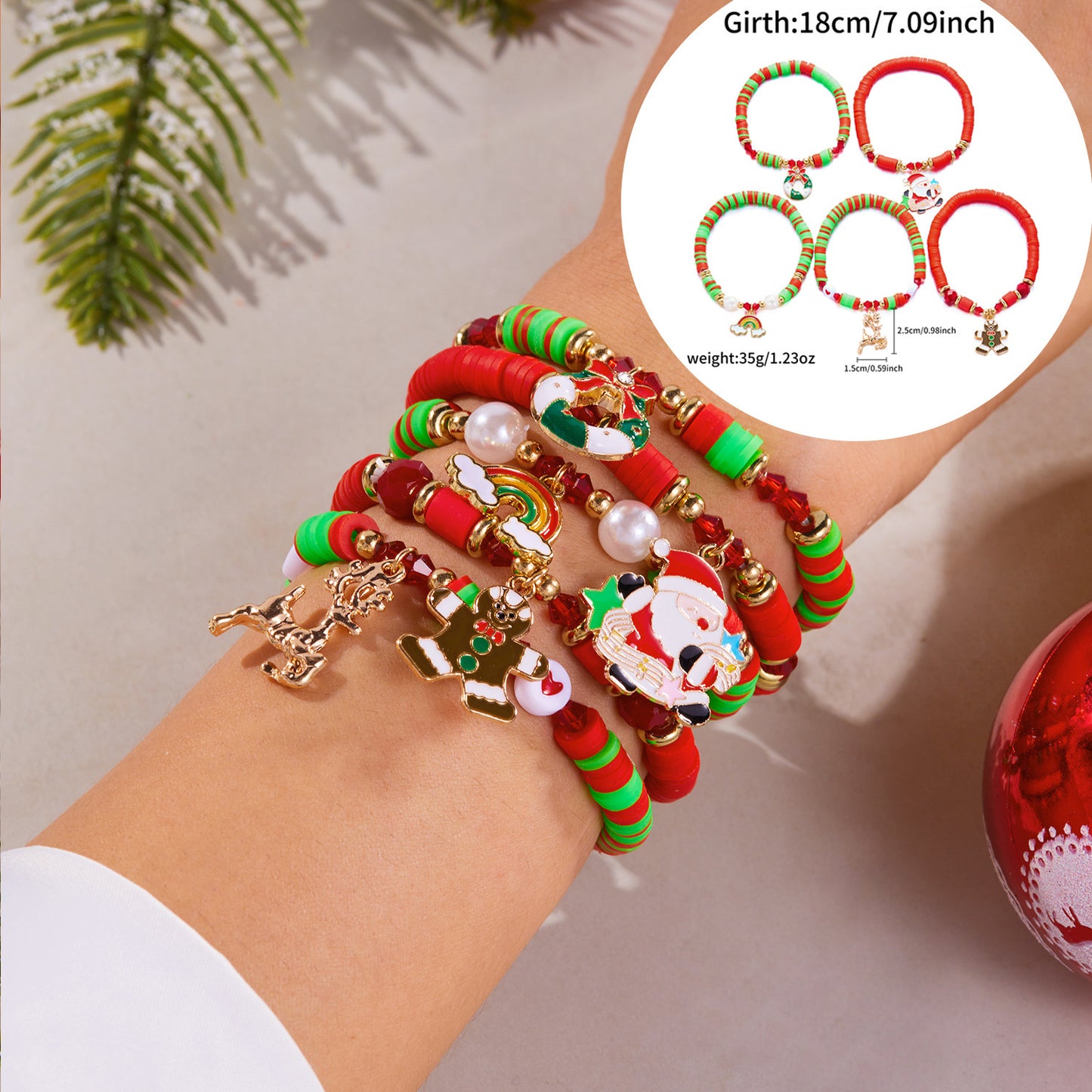 Contrast Color Polymer Clay Beaded Holiday Gift Bracelets