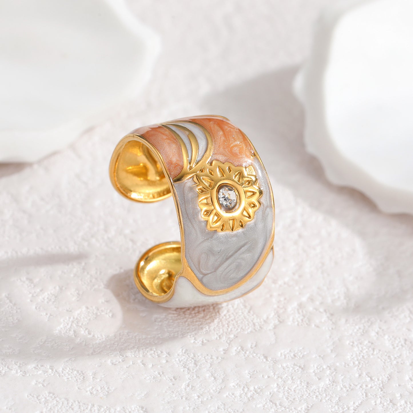 Enamel Open Light Luxury High-grade Flower Rings