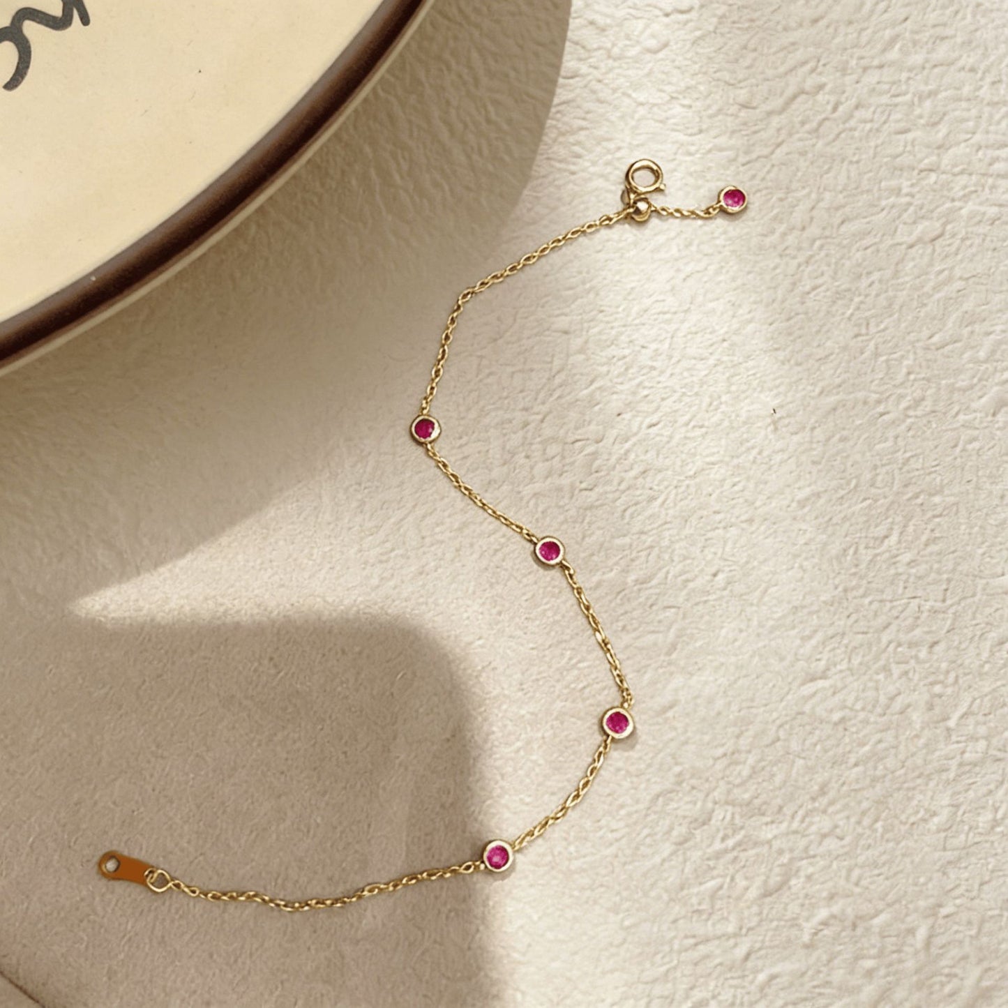 Women's Sterling Sier Ruby Bubble Diamond Light Luxury Fashion Simple Bracelet