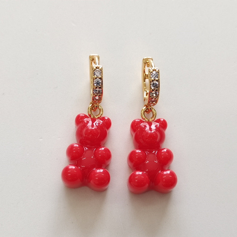 Women's Niche Bear Soft Candy Color Ear Rings