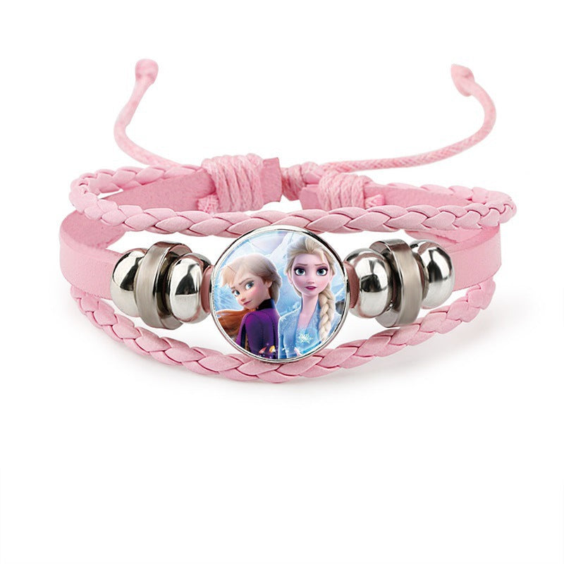 Children's Elsa Hours Cartoon Light Gem Handmade Bracelets