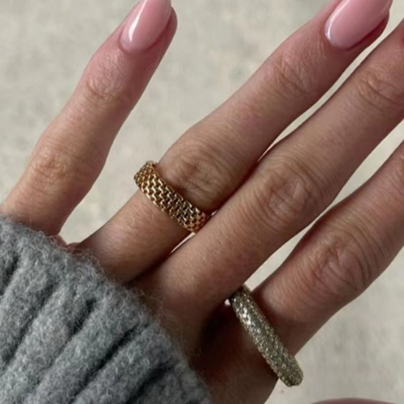 Mesh Chain Titanium Steel Gold Plating Rings