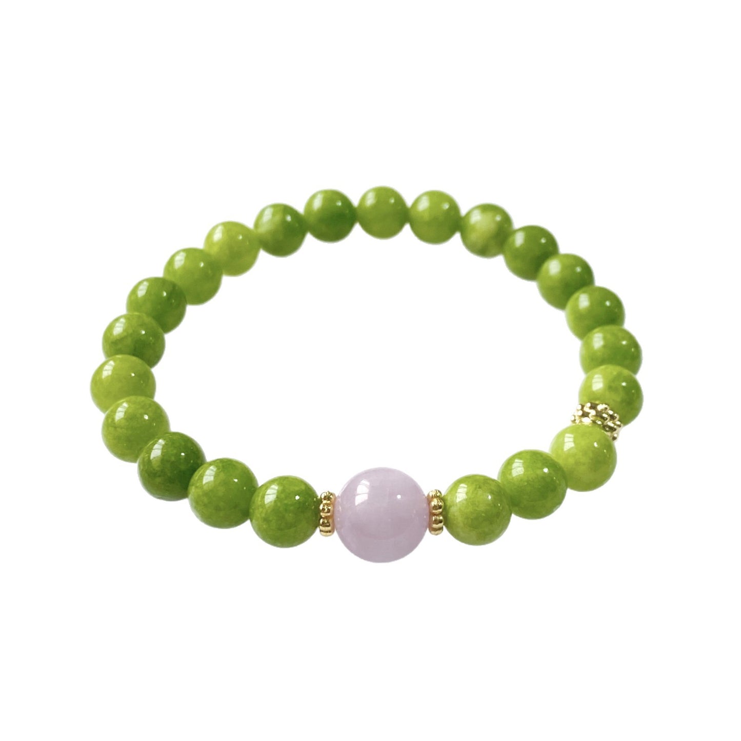 Women's Olive Jade Spodumene Purple Crystal Live Stall Bracelets