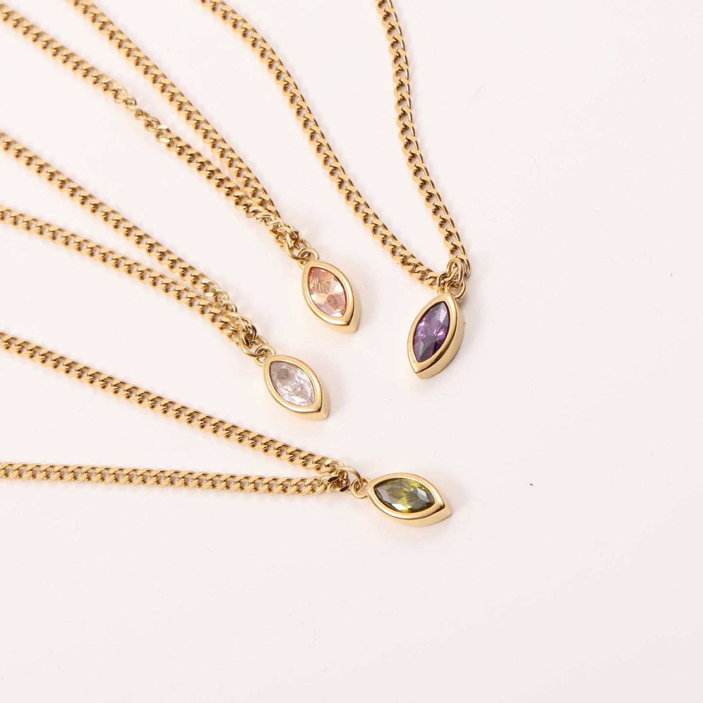 Eye Zircon Titanium Steel Gold Plating Necklace