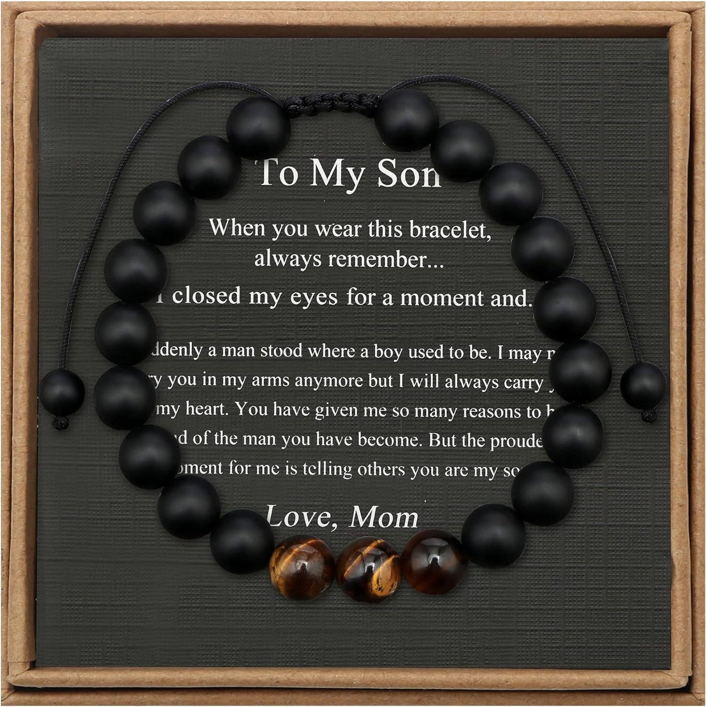 Men's Stone Tiger Eye Woven Adjustable Beaded Bracelet