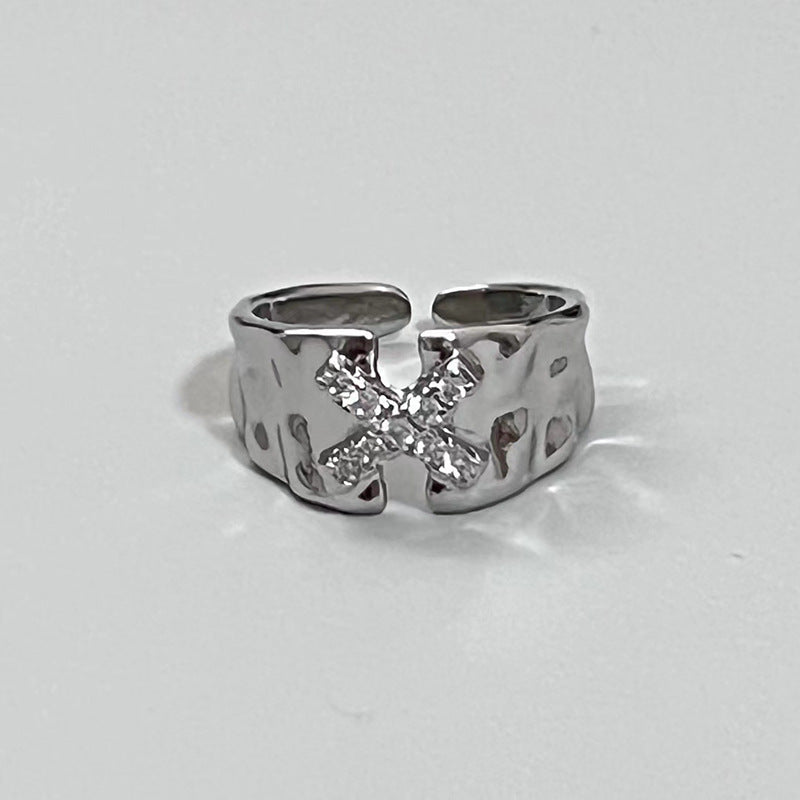Style Sense Of Design Letter X Inlaid Rings