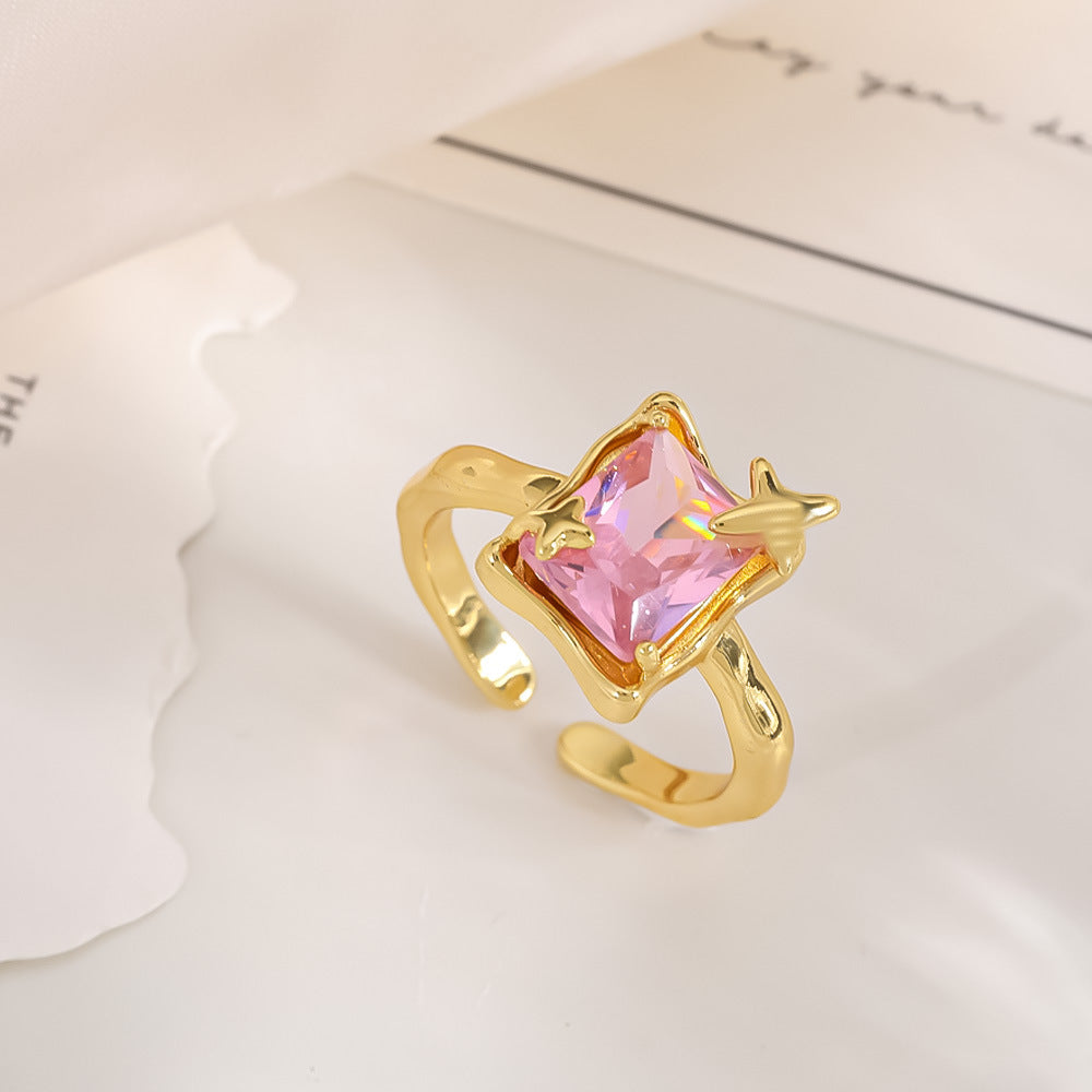 Women's Open-end Zircon Fashionable Classy Simple Cold Feeling Goddess Rings