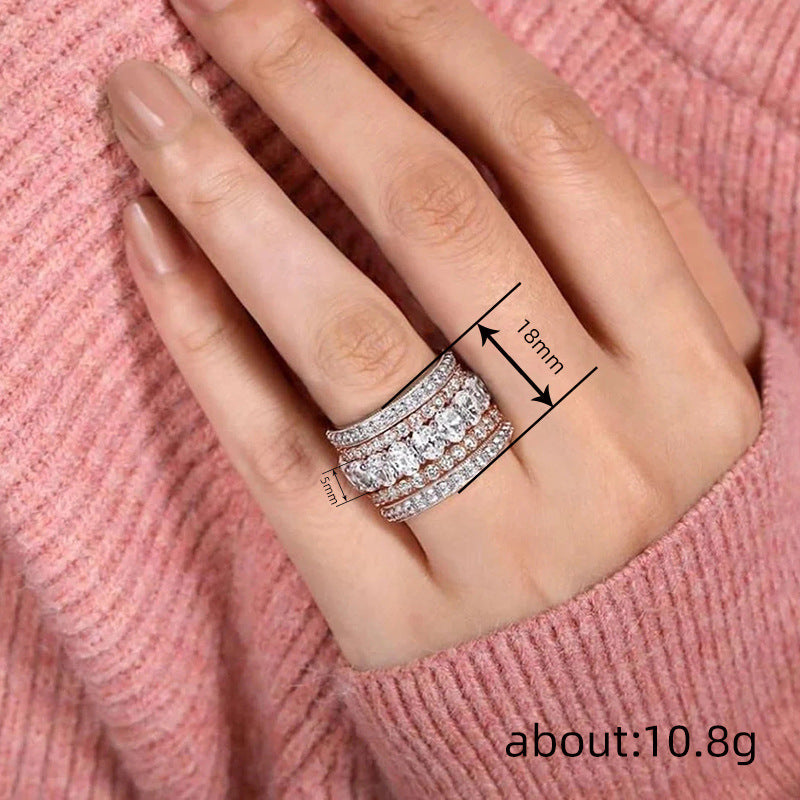 Micro Setting Niche Style Geometric Oval Rings