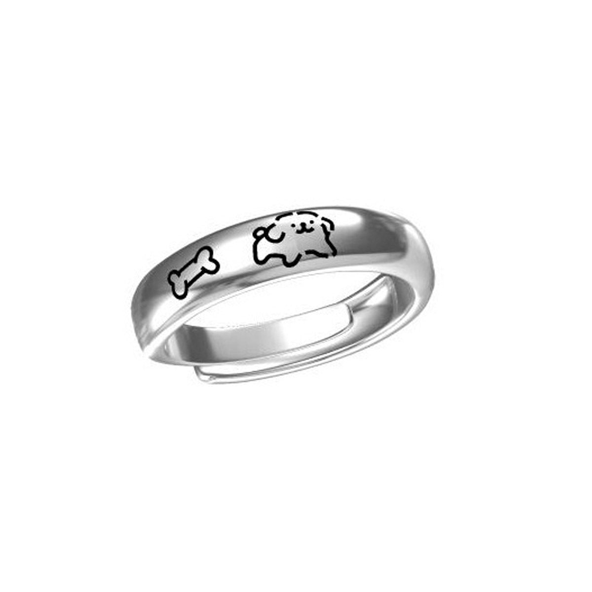 Eating Bone Cat Fish Pair Cute Rings