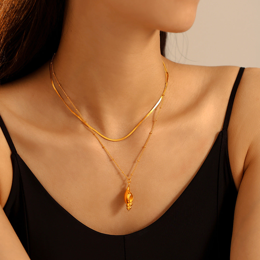 Imitation Pearl Clavicle Female Titanium Steel Necklaces