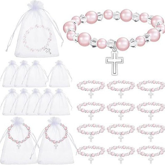 Base Pink Imitation Glass Pearl Ball Bracelet