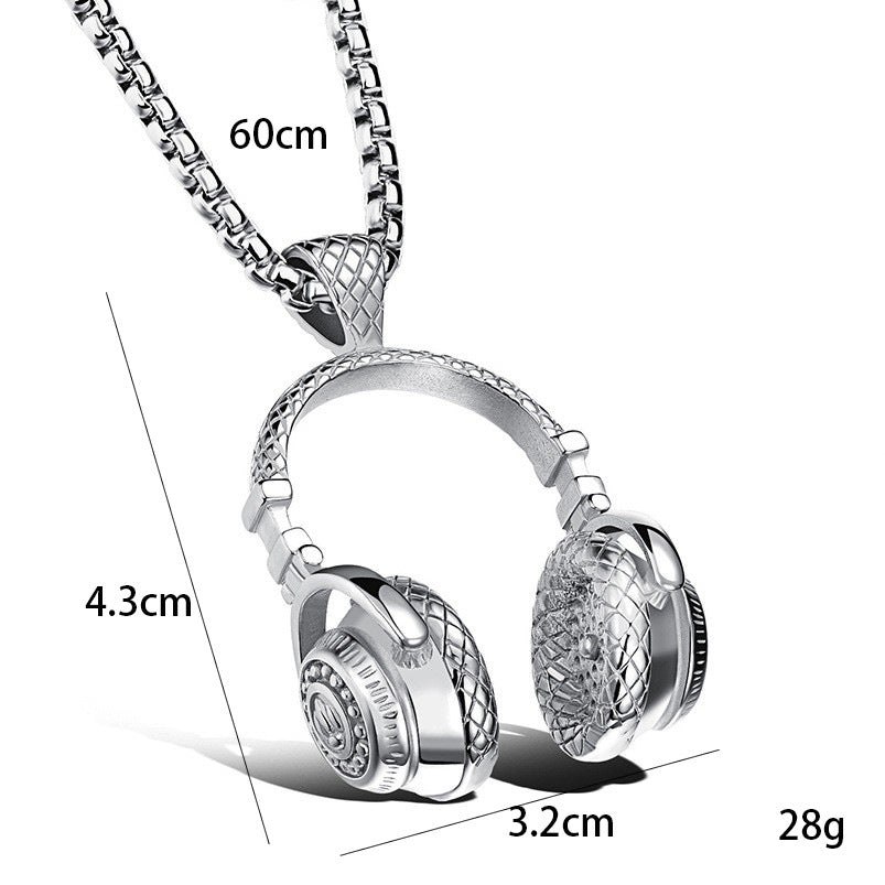 Men's Music Headset Titanium Steel Fashion Rock Necklaces