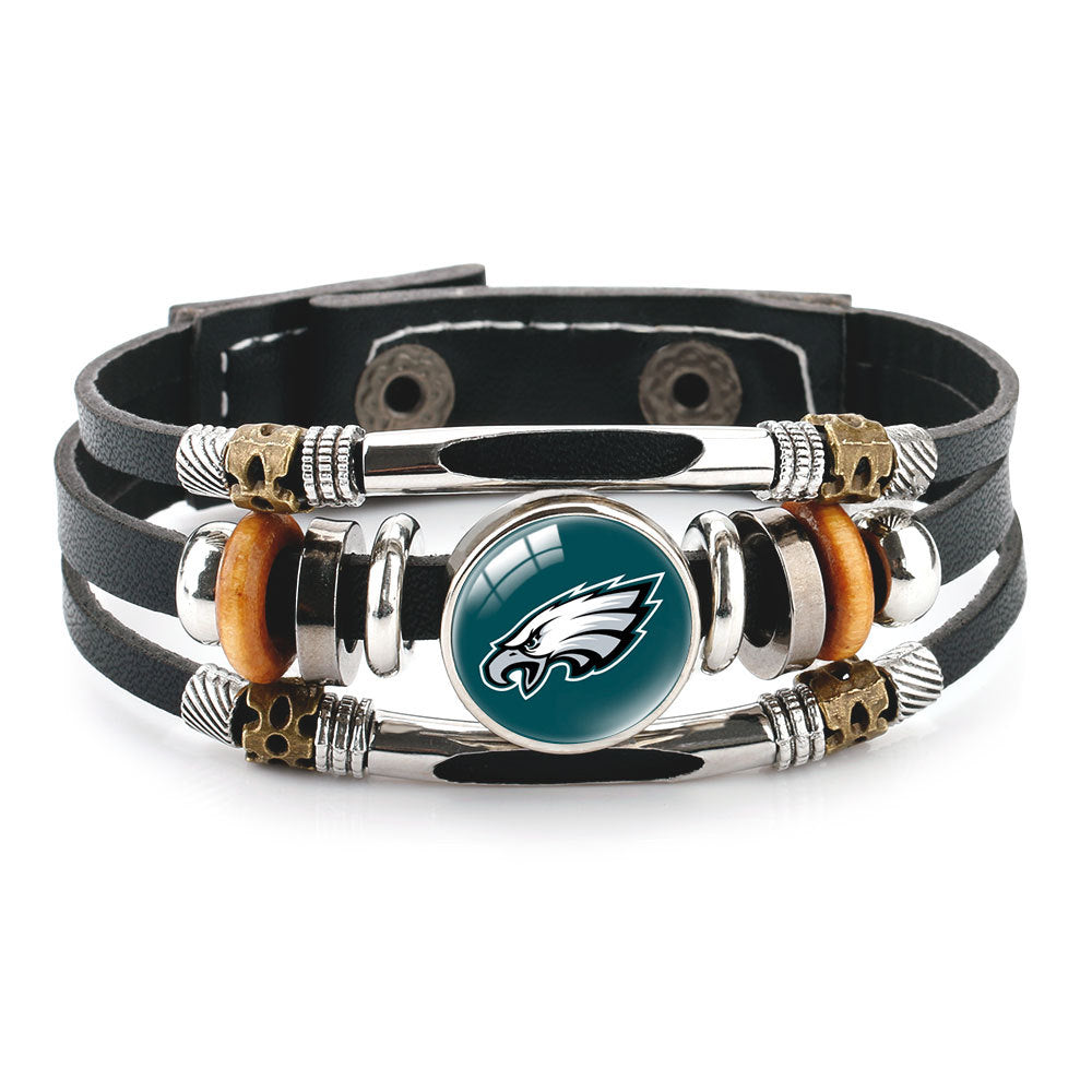 Genuine Leather Hand Professional Rugby League Team Time Stone Bracelet