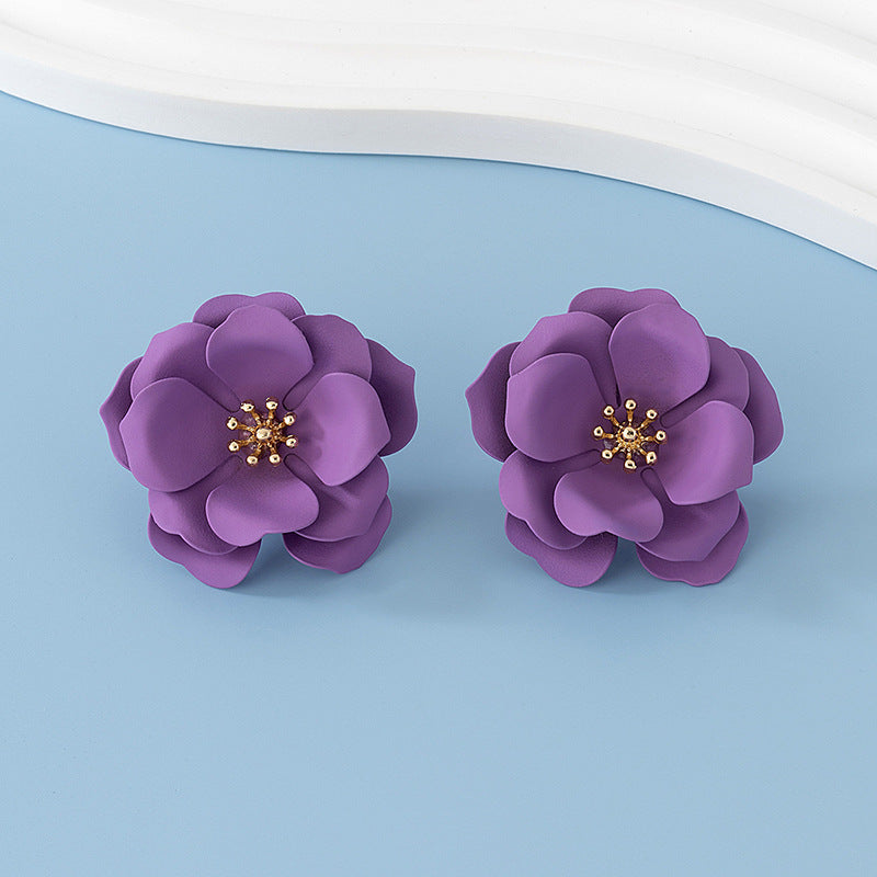 Vacation Style Colored Flower Fresh Elegant Earrings