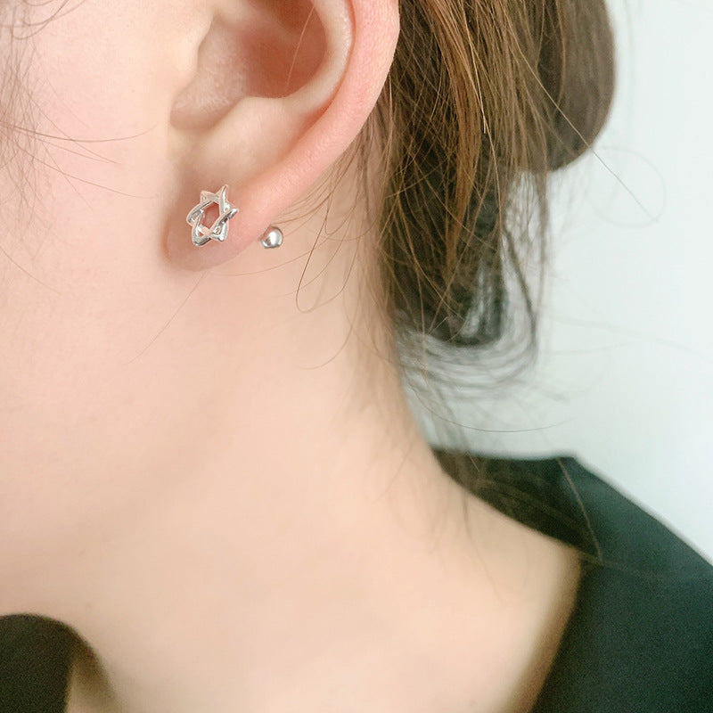 Women's Ear Winding Six-pointed Star Twisted Korean Earrings
