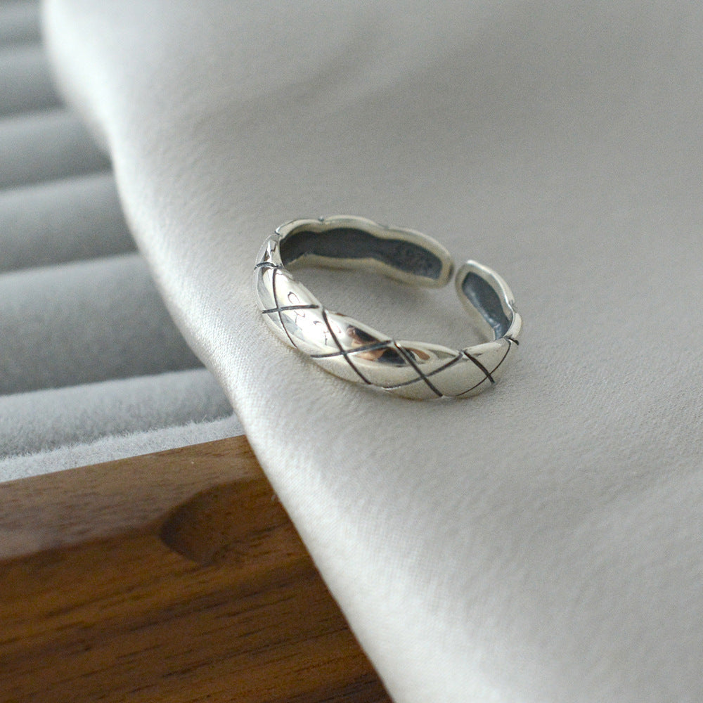 Love Mesh Female Personalized Minority Design Sense Geometric Open Index Ring