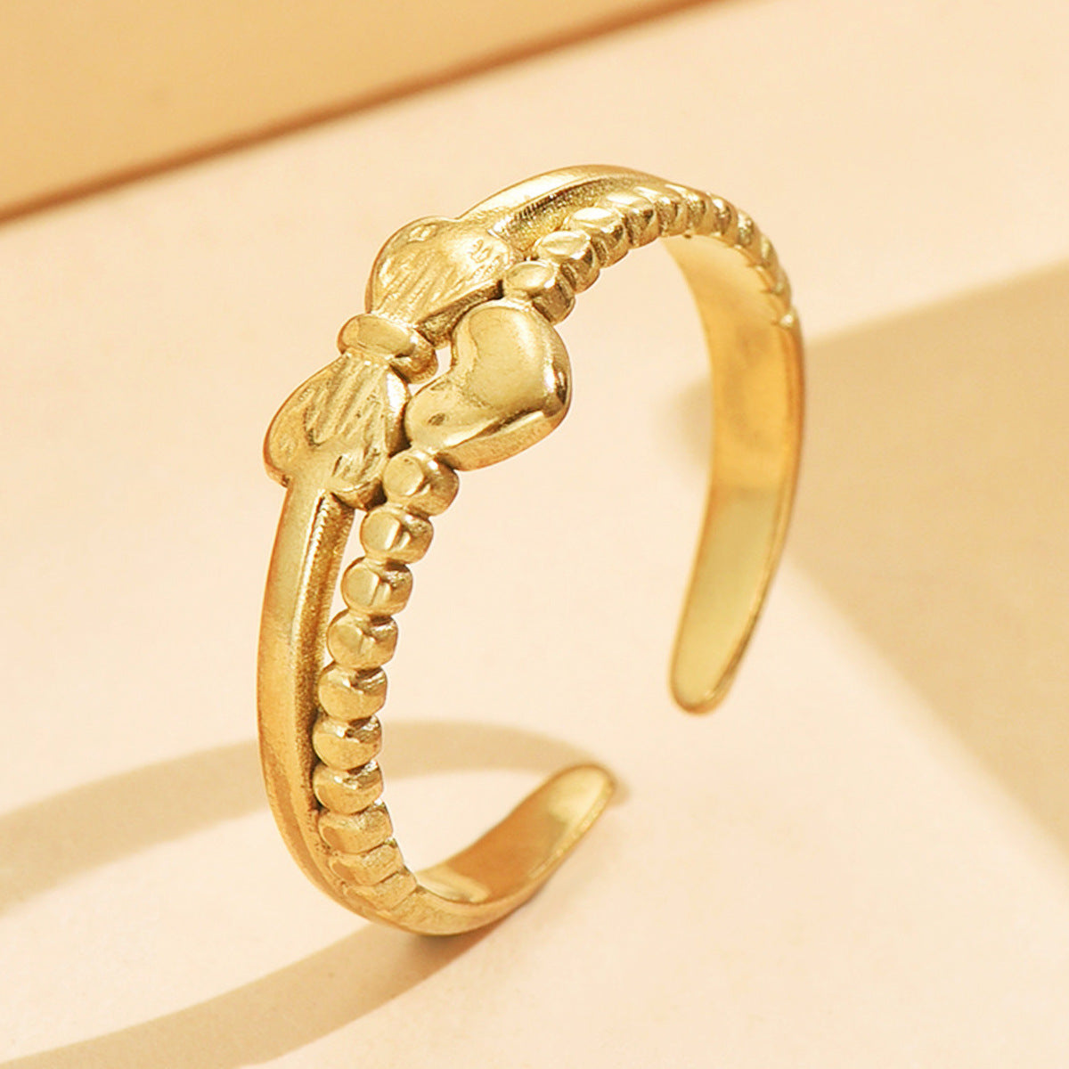 Sweet College Style Bow Twin Cute Ring