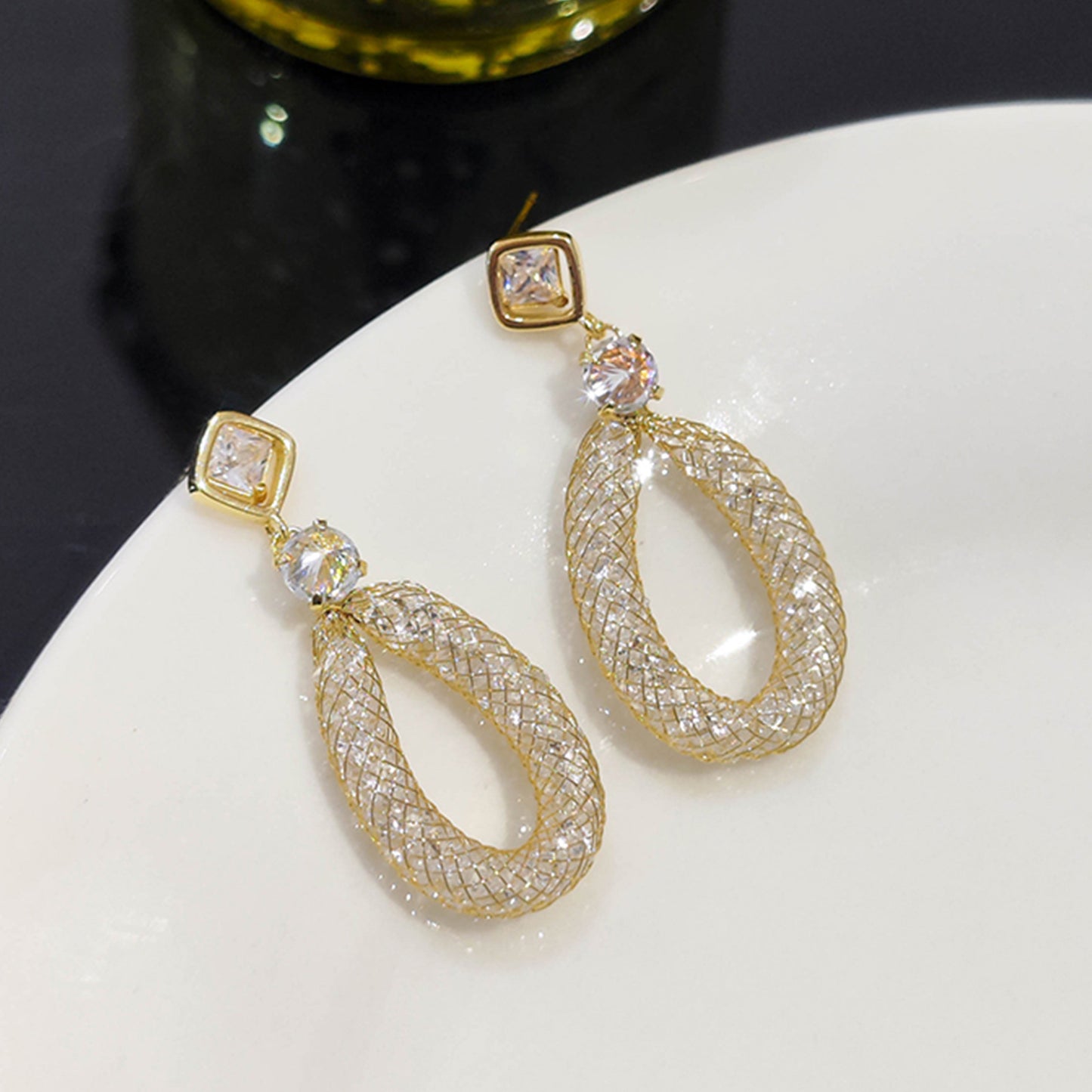 Women's Exaggerating Tassel Elegant Long Geometric Circle Sier Needle Rings