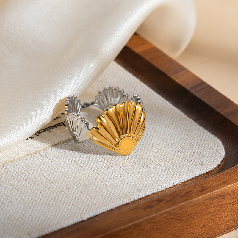 Room Gold Geometric Shell Stainless Steel Niche Color Matching Star Ring
