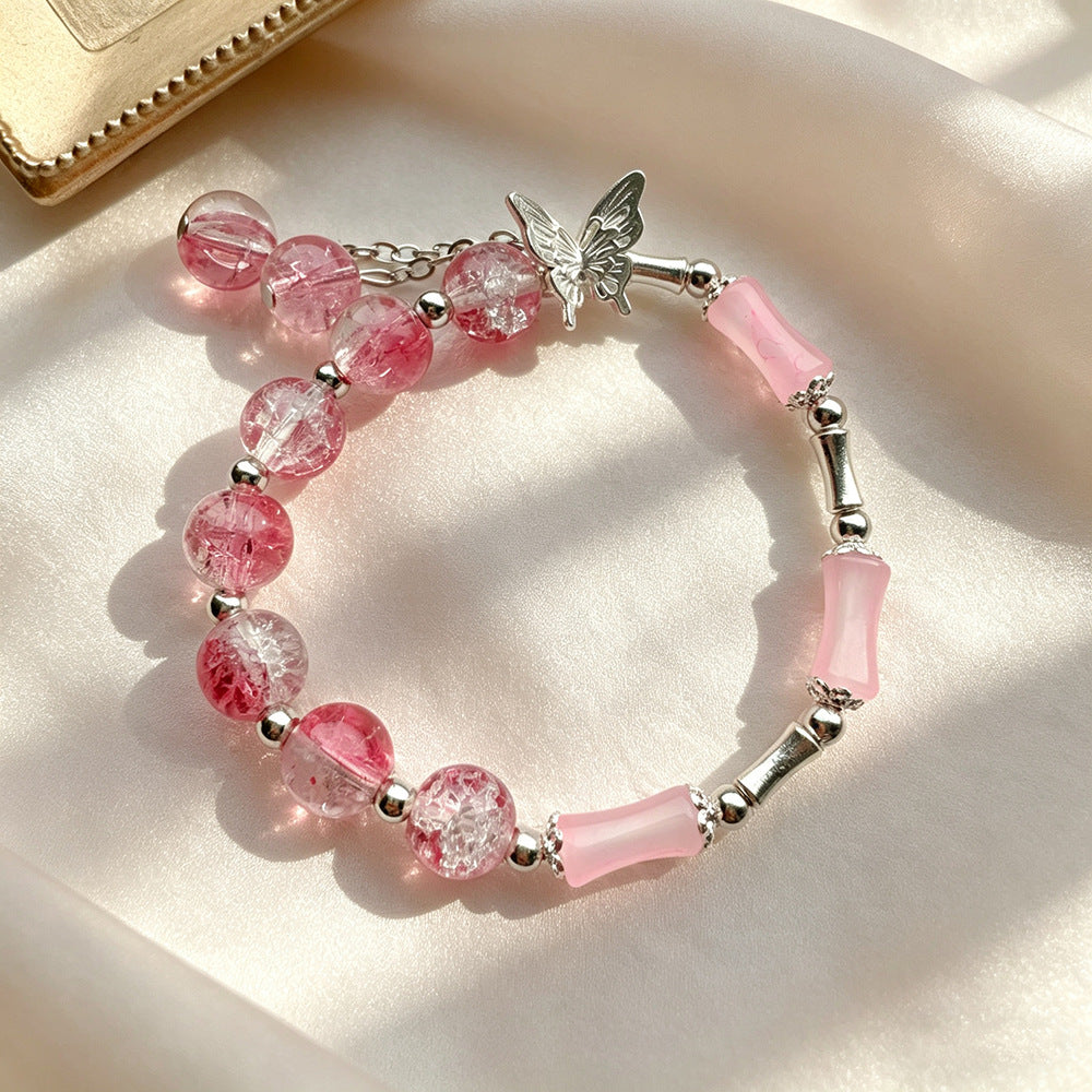 Transparent Bamboo Glazed Female Butterfly Floral High-grade Live Broadcast Scenic Bracelet