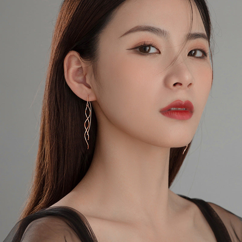 Women's Line Long Ear Simple Style Round Face Tassel Summer High-grade Earrings