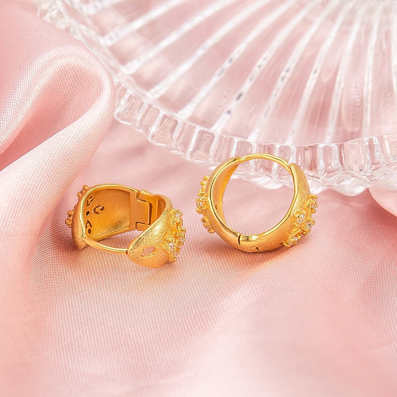 Cruciate Flower Clip Female French Vintage Style Hollow Brushed Design Rings