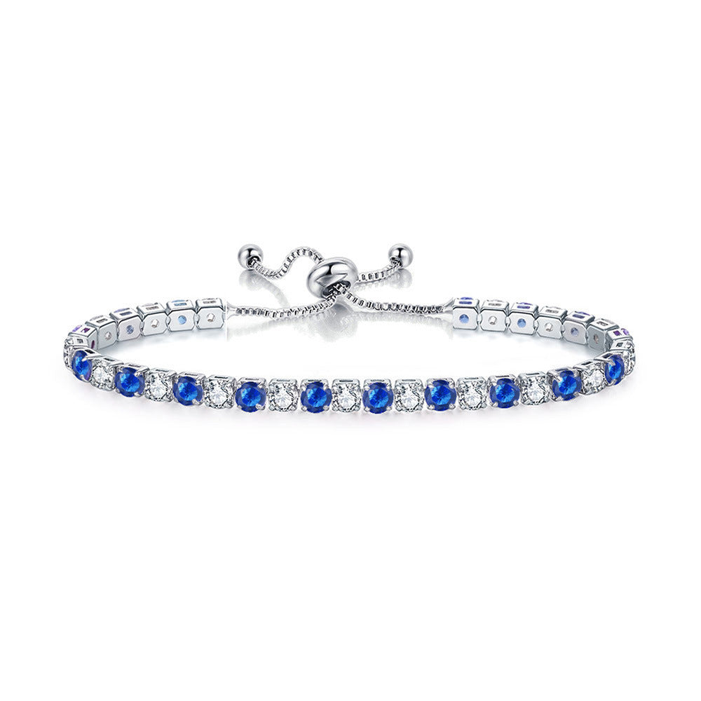 Color Zircon Female Full Diamond White Gold Plated Tennis Bracelets