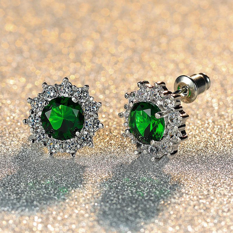 Women's Snowflake Pink Diamond Zircon Fashion Sunflower Stud Earrings