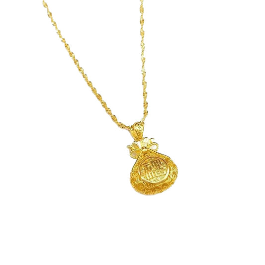Placer Gold Filigree Hollow Lucky Bag Necklaces