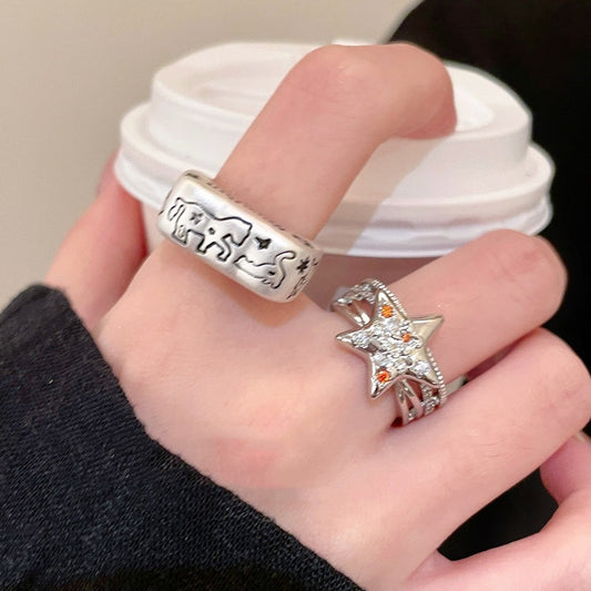 Korean Iti Pony Female Irregular Fashion Graceful Rings