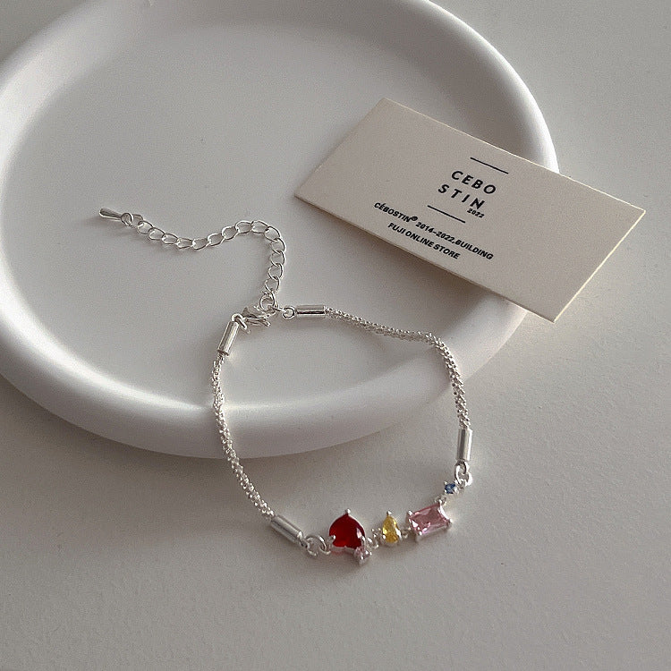Design Irregular Color Zircon Female Simple Personalized Temperament Bracelets