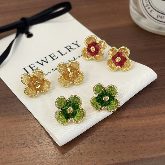 Gradient Crystal Yellow Flower Sweet Super Rings