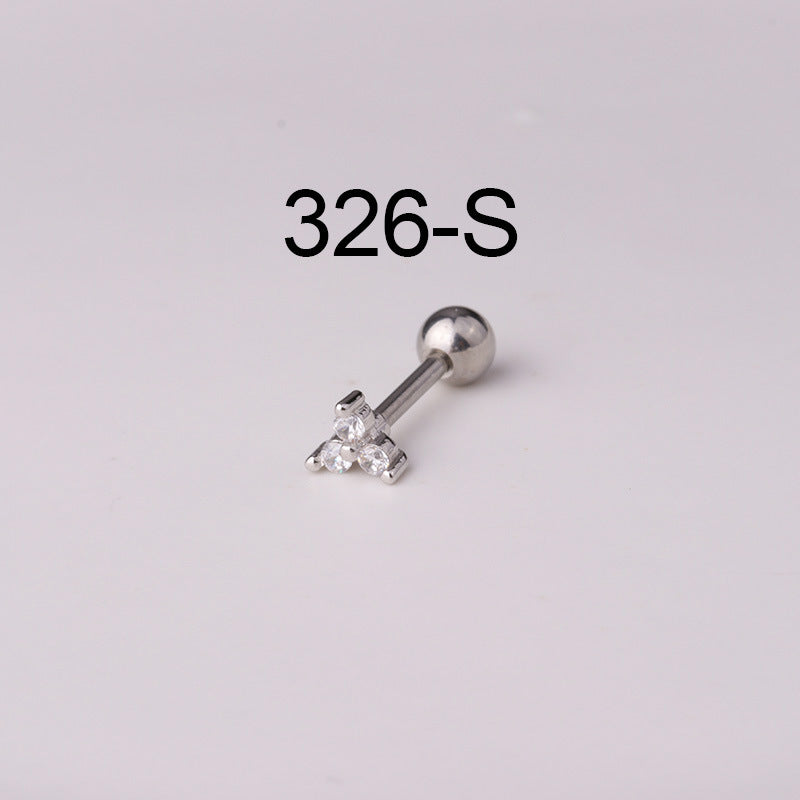Stainless Steel Thick Pen Piercing Simple Zircon Ear Bone Fashion Rings