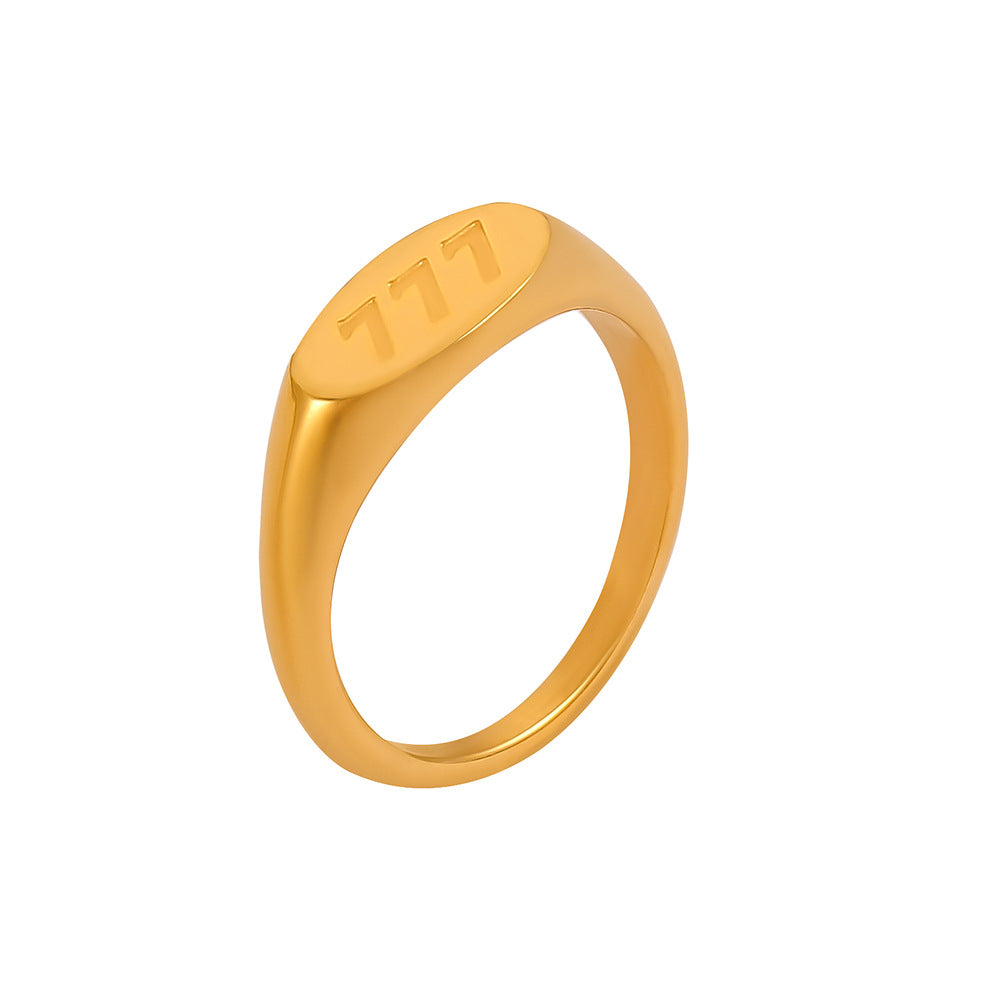 Simple Elegant Index Finger Lucky Number Design Titanium Rings