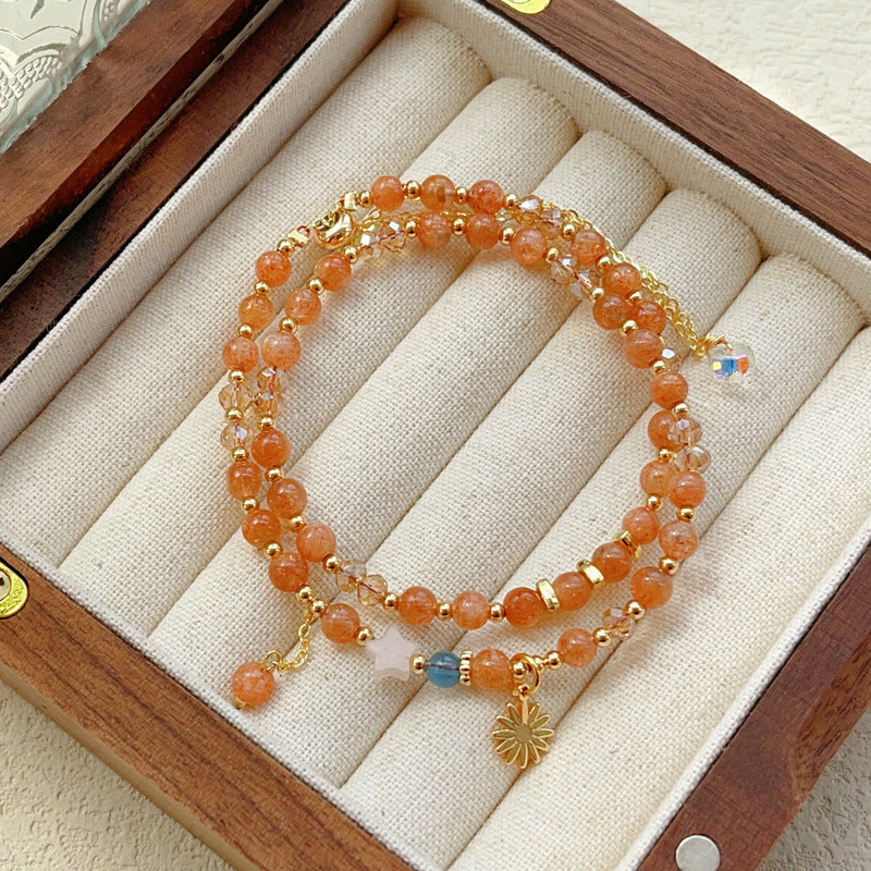 Golden Strawberry Crystal Austrian Double Adjustable Bracelets