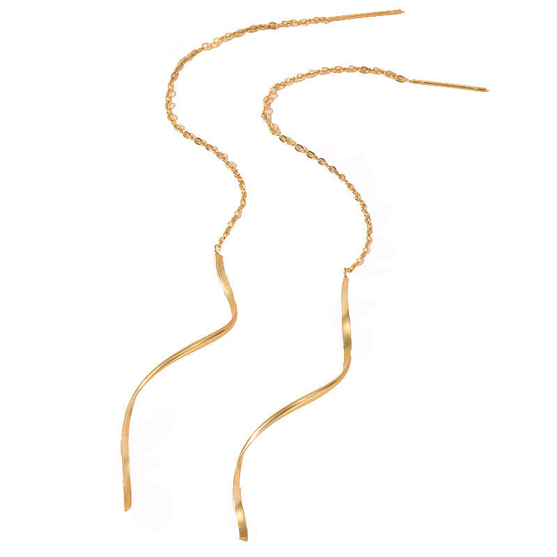Women's Long Temperament Wave Titanium Steel Stainless Ear Line