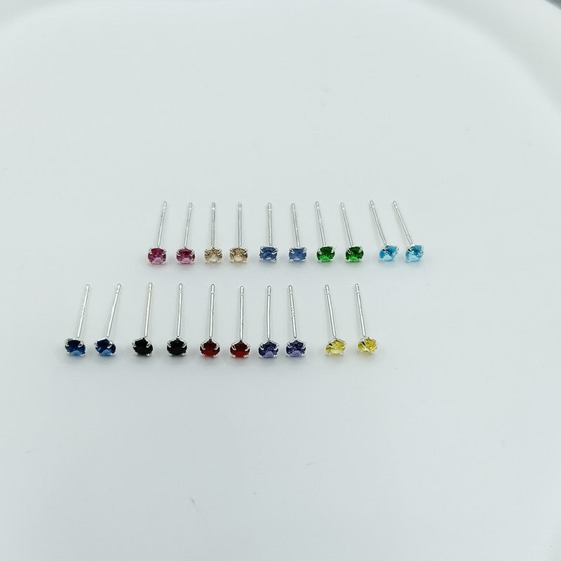 Sier Pin Simple Exquisite Petite Ear Stud Earrings